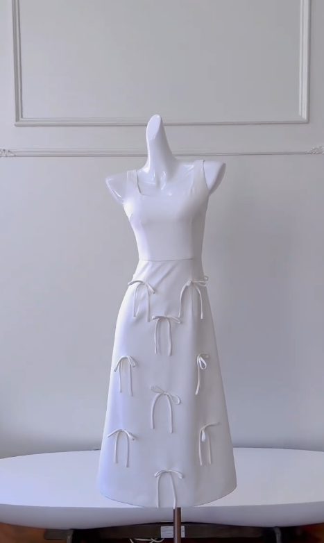 Simple A Line Square White Satin Long Prom Dress, Party Dress, Evening Dress GG2802