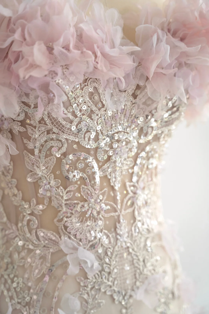 Fairy Mermaid Strapless Tulle Sequin Chiffon Long Prom Dress, Party Dress, Evening Dress GG2804