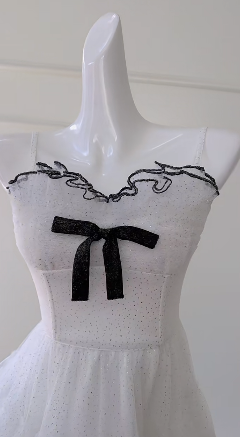 Pretty A Line Spaghetti Straps White Tulle Beaded Long Prom Dress, Party Dress, Evening Dress GG2806