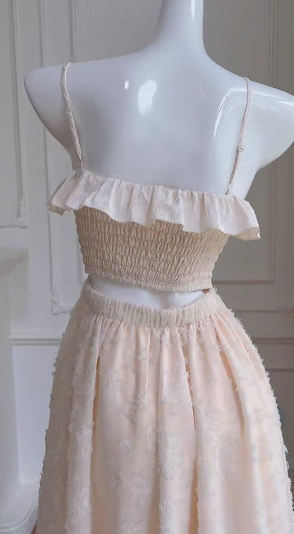 Pretty A Line Spaghetti Straps Pink Satin Lace Ruffles Long Prom Dress, Party Dress, Evening Dress GG2807