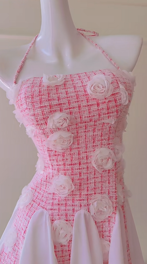 Cute A Line Halter Satin Chiffon Lace Long Prom Dress, Party Dress, Evening Dress GG2813