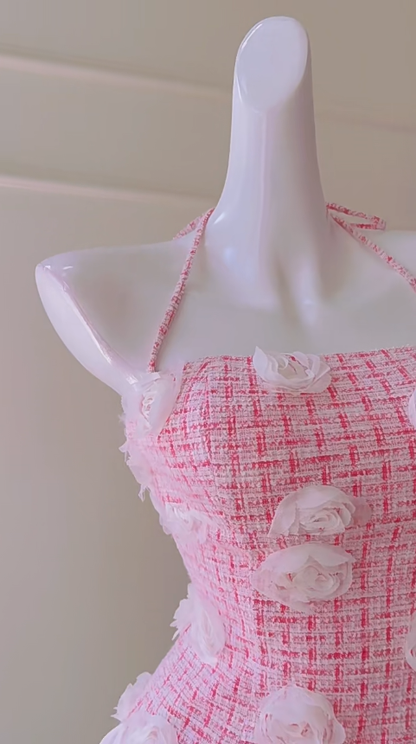 Cute A Line Halter Satin Chiffon Lace Long Prom Dress, Party Dress, Evening Dress GG2813