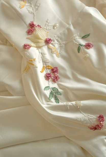 Stunning A Line Square White Satin Applique Long Prom Dress, Party Dress, Evening Dress GG2818