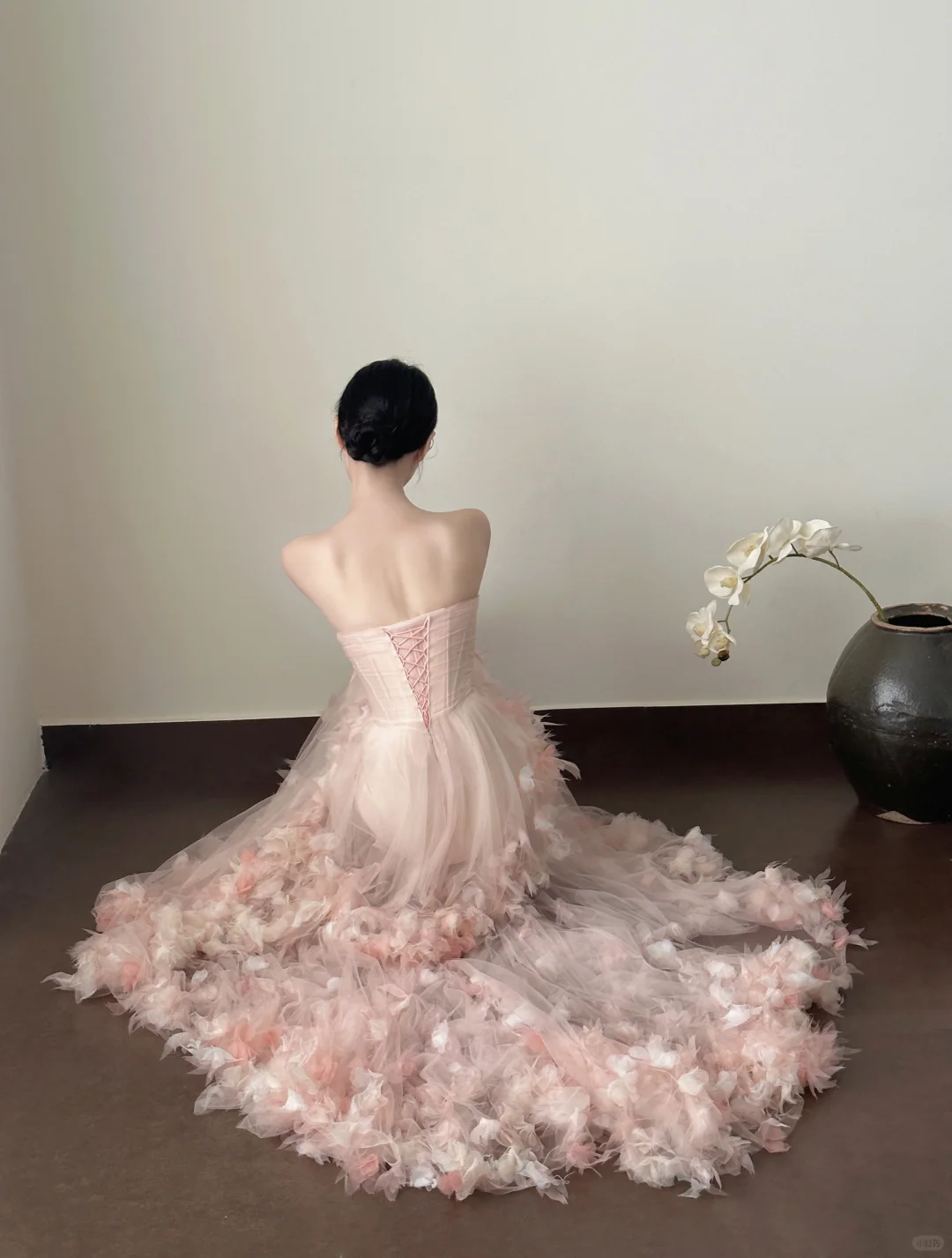 Fairy Mermaid Strapless Pink Satin Tulle Applique Long Prom Dress, Party Dress, Evening Dress GG2819