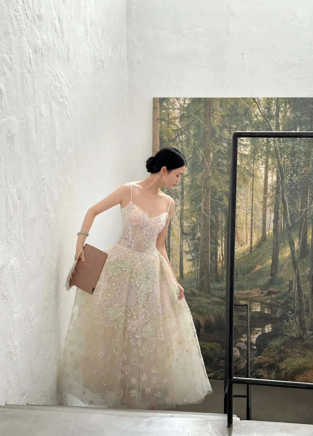 Fairy A Line Spaghetti Straps White Tulle Applique Long Prom Dress, Party Dress, Evening Dress GG2820