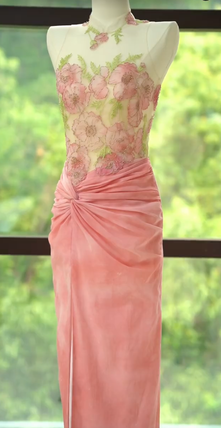 Gorgeous Mermaid Chinese Collar Chiffon Tulle Beaded Slit Long Prom Dress, Party Dress, Evening Dress GG2821