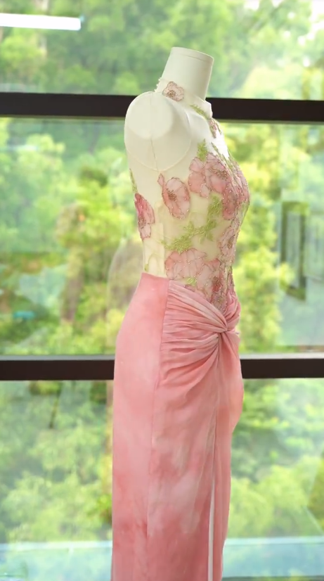 Gorgeous Mermaid Chinese Collar Chiffon Tulle Beaded Slit Long Prom Dress, Party Dress, Evening Dress GG2821