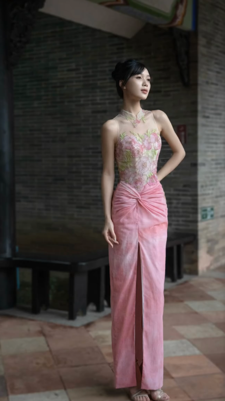 Gorgeous Mermaid Chinese Collar Chiffon Tulle Beaded Slit Long Prom Dress, Party Dress, Evening Dress GG2821