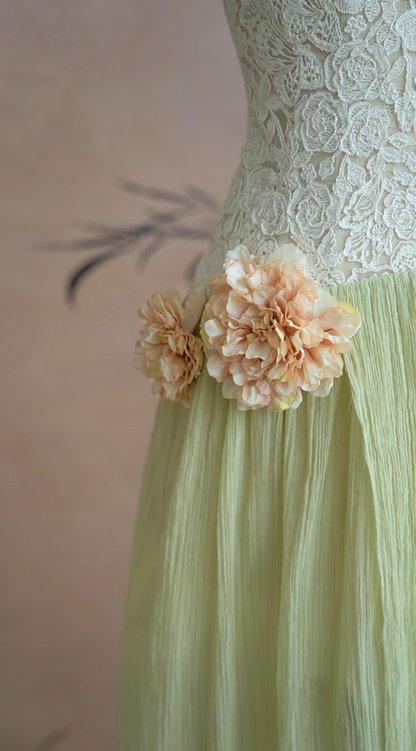 Stunning A Line Strapless Lace Chiffon Slit Long Prom Dress, Party Dress, Evening Dress GG2826