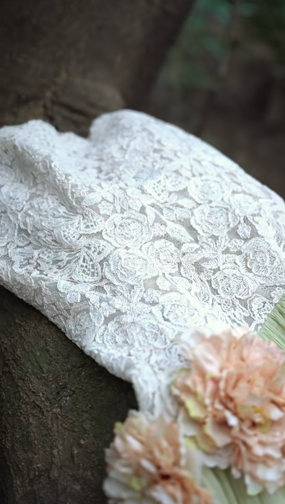 Stunning A Line Strapless Lace Chiffon Slit Long Prom Dress, Party Dress, Evening Dress GG2826