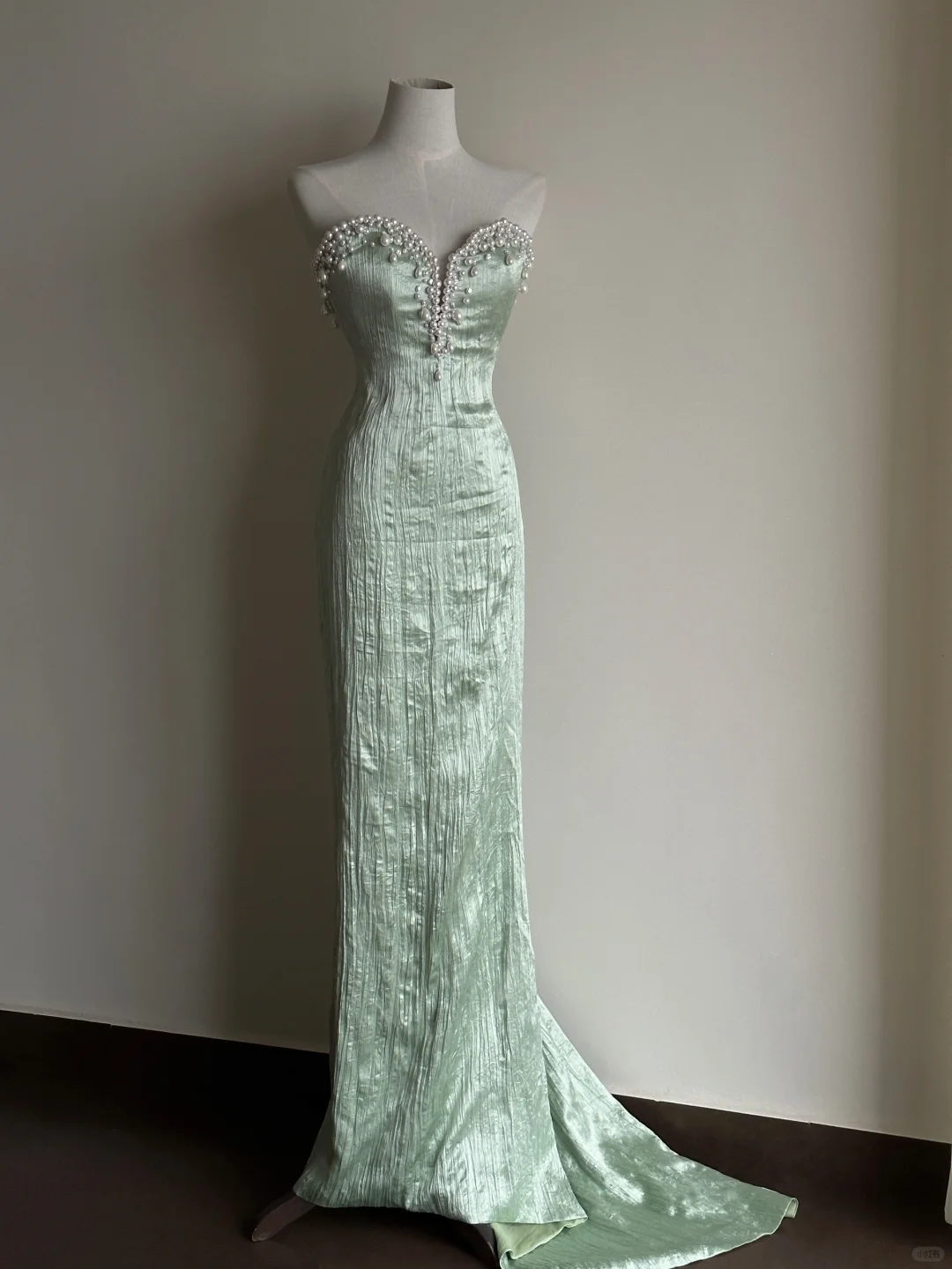 Stunning Mermaid Strapless Mint Green Satin Beaded Long Prom Dress, Party Dress, Evening Dress GG2829
