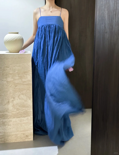 Chic Spaghetti Straps Satin Chiffon Long Prom Dress, Party Dress, Evening Dress GG2833