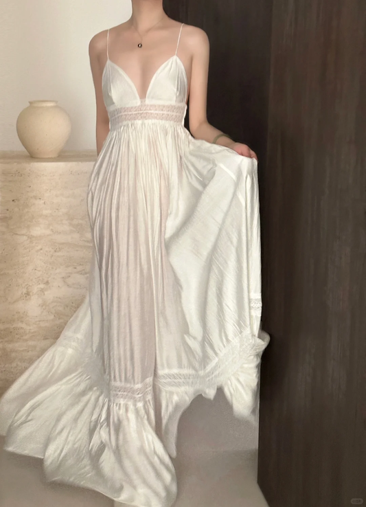 Simple A Line Spaghetti Straps Satin Long Prom Dress, Party Dress, Evening Dress GG2834