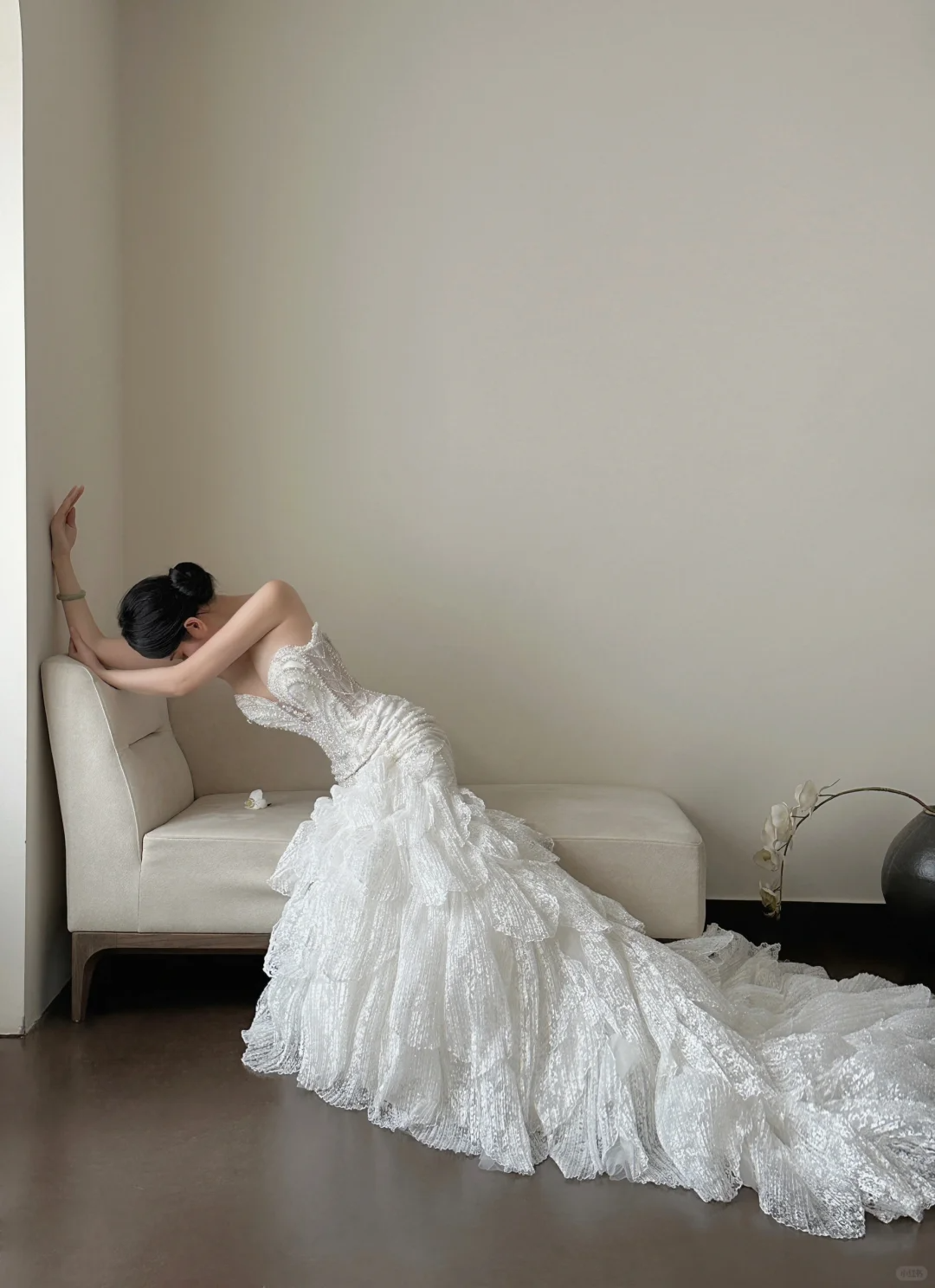 Delicate Mermaid Strapless Lace Beaded Long Sleeves Long Prom Dress, Wedding Dress, Evening Dress GG2840