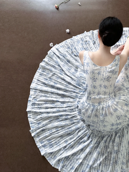 Unique A Line Low Collar Satin Chiffon Printing Long Prom Dress, Party Dress, Evening Dress GG2842