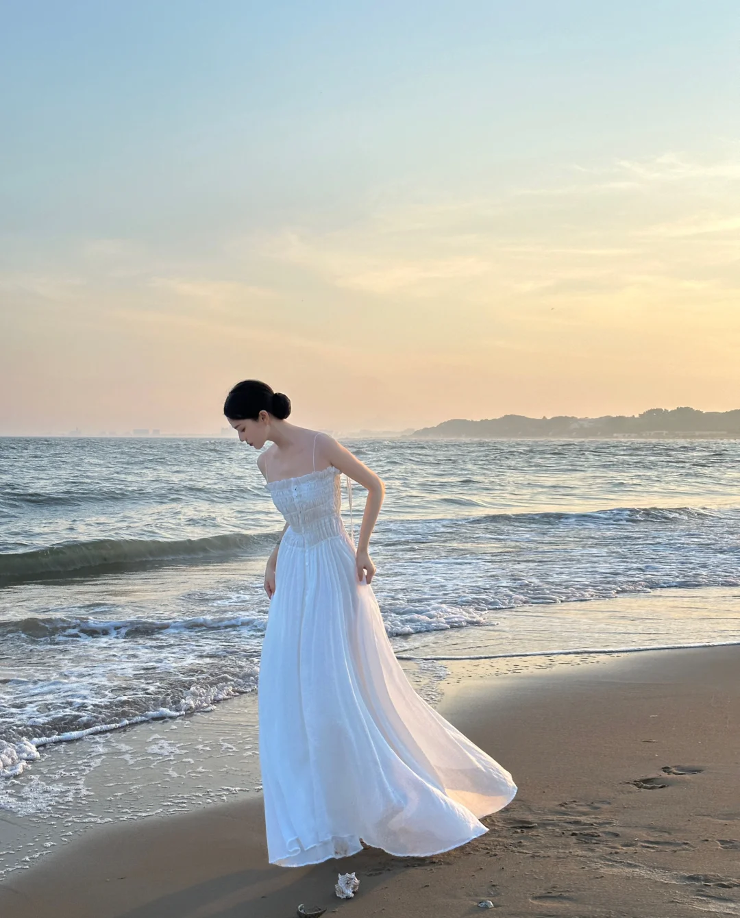 Fairy A Line Spaghetti Straps White Chifffon Long Prom Dress, Party Dress, Evening Dress GG2844