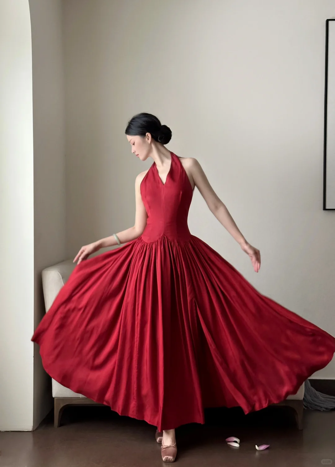 Elegant A Line Halter Burgundy Satin Backless Long Prom Dress, Party Dress, Evening Dress GG2849