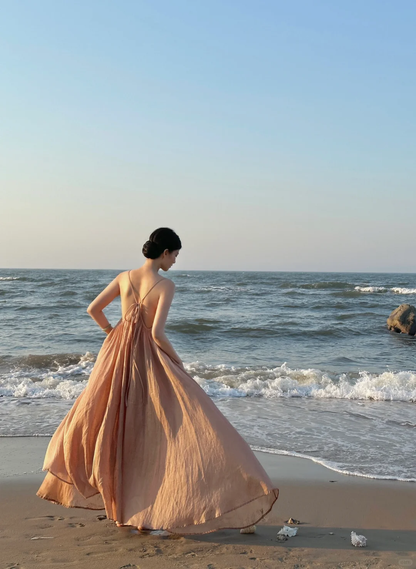 Classy A Line Spaghetti Straps Chiffon Backless Long Prom Dress, Party Dress, Evening Dress GG2851