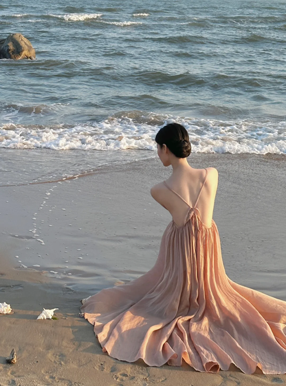 Classy A Line Spaghetti Straps Chiffon Backless Long Prom Dress, Party Dress, Evening Dress GG2851