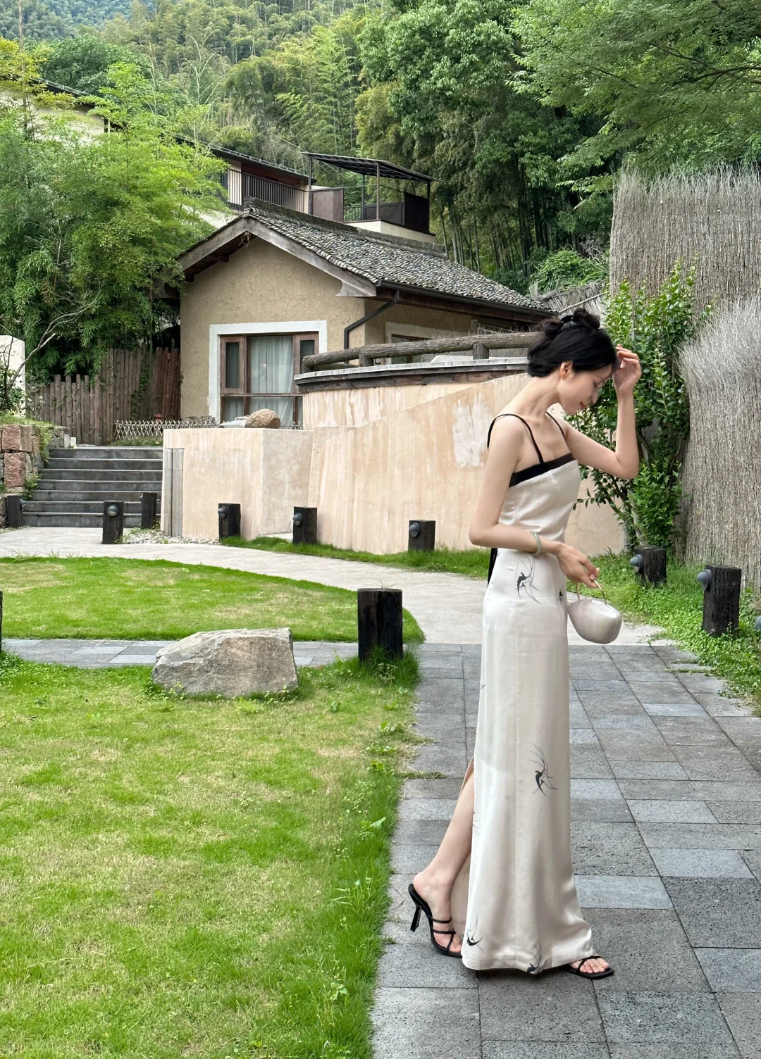 Elegant Mermaid Spaghetti Straps Silk Satin Printing Long Prom Dress, Party Dress, Evening Dress GG2855