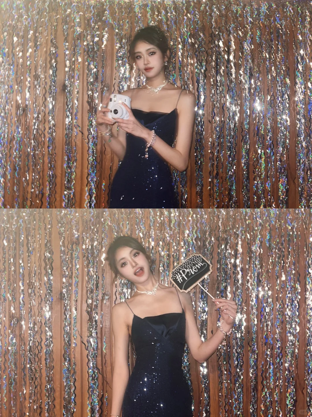 Glitter Mermaid Spaghetti Straps Navy Satin Sequin Long Prom Dress, Party Dress, Evening Dress GG2857