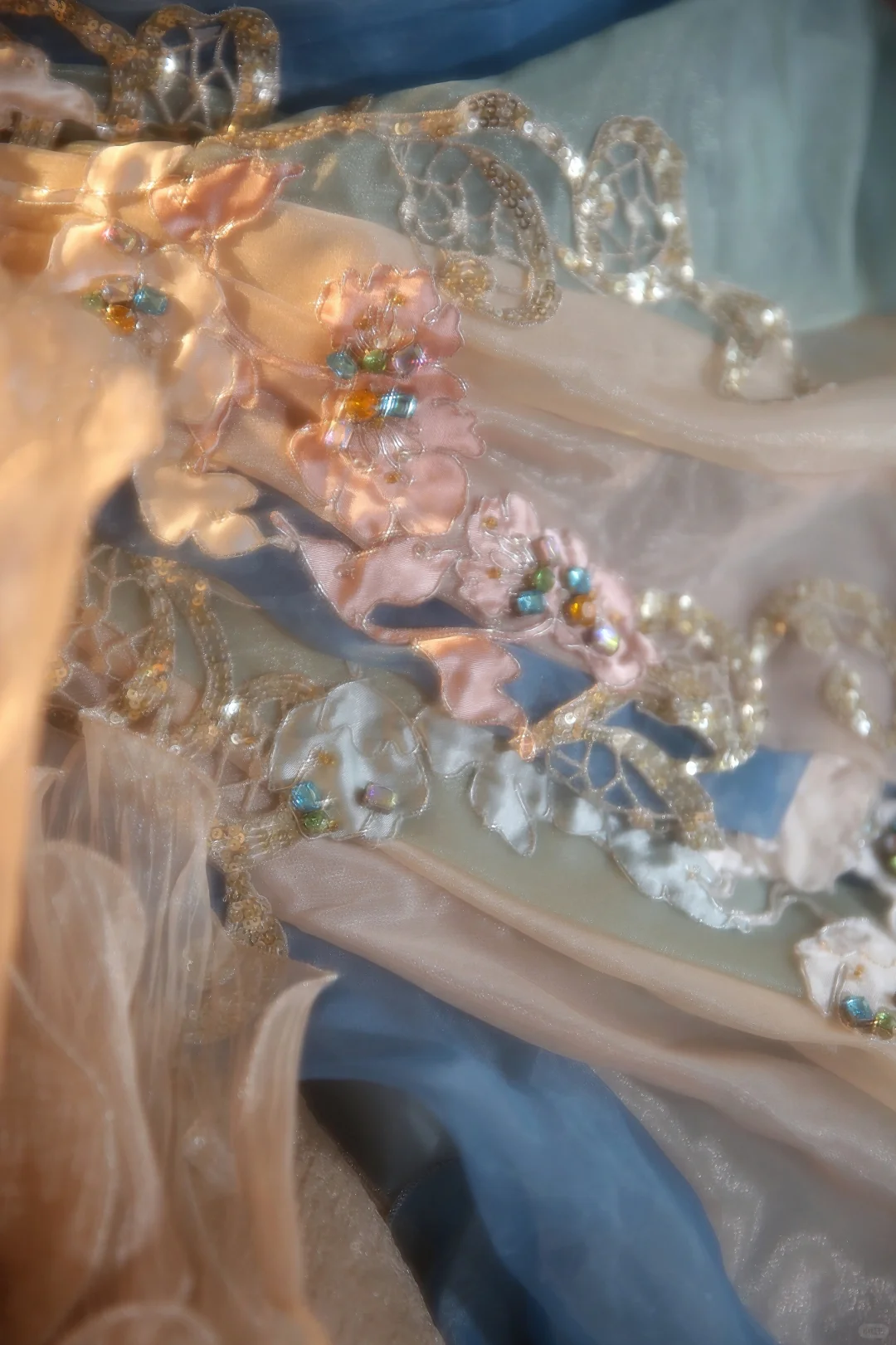 Vintage Ball Gown Strapless Satin Chiffon Applique Long Prom Dress, Party Dress, Evening Dress GG2858