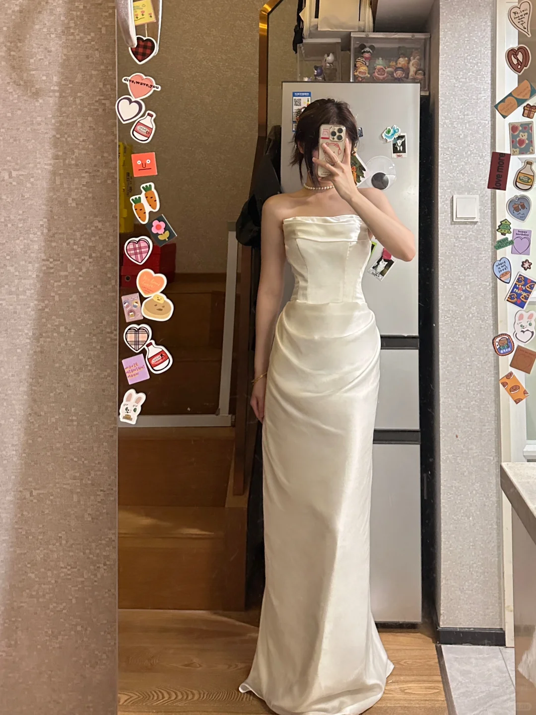 Elegant Mermaid Strapless Satin Pleated Long Prom Dress, Party Dress, Evening Dress GG2860