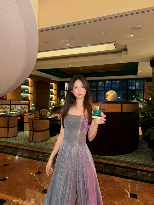 Shiny A Line Spaghetti Straps Satin Sequin Long Prom Dress, Party Dress, Evening Dress GG2863