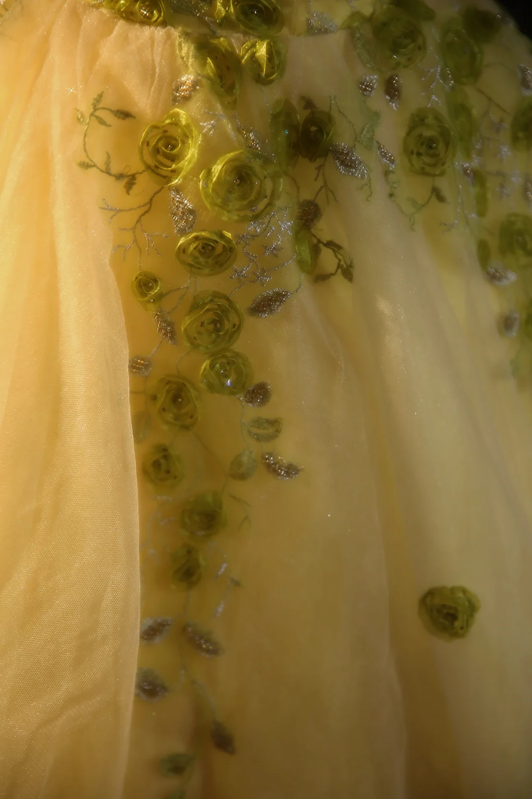 Vintage Yellow Ball Gown Strapless Tulle Applique Long Prom Dress, Party Dress, Evening Dress GG2866