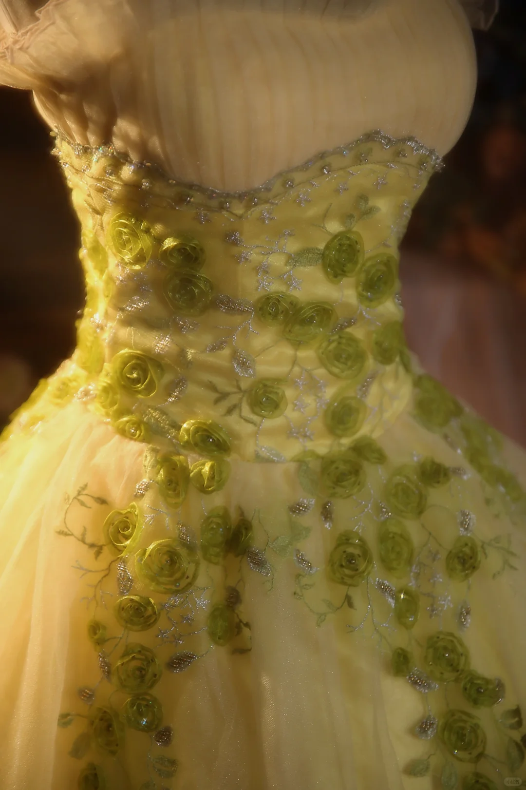 Vintage Yellow Ball Gown Strapless Tulle Applique Long Prom Dress, Party Dress, Evening Dress GG2866