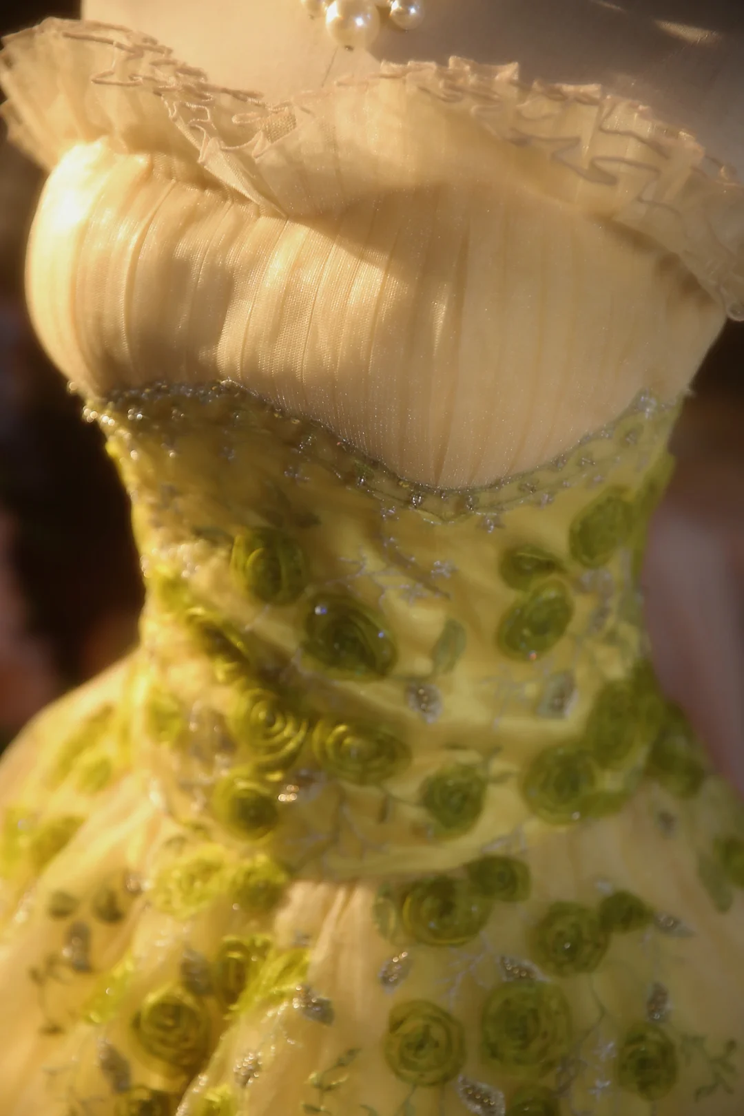 Vintage Yellow Ball Gown Strapless Tulle Applique Long Prom Dress, Party Dress, Evening Dress GG2866