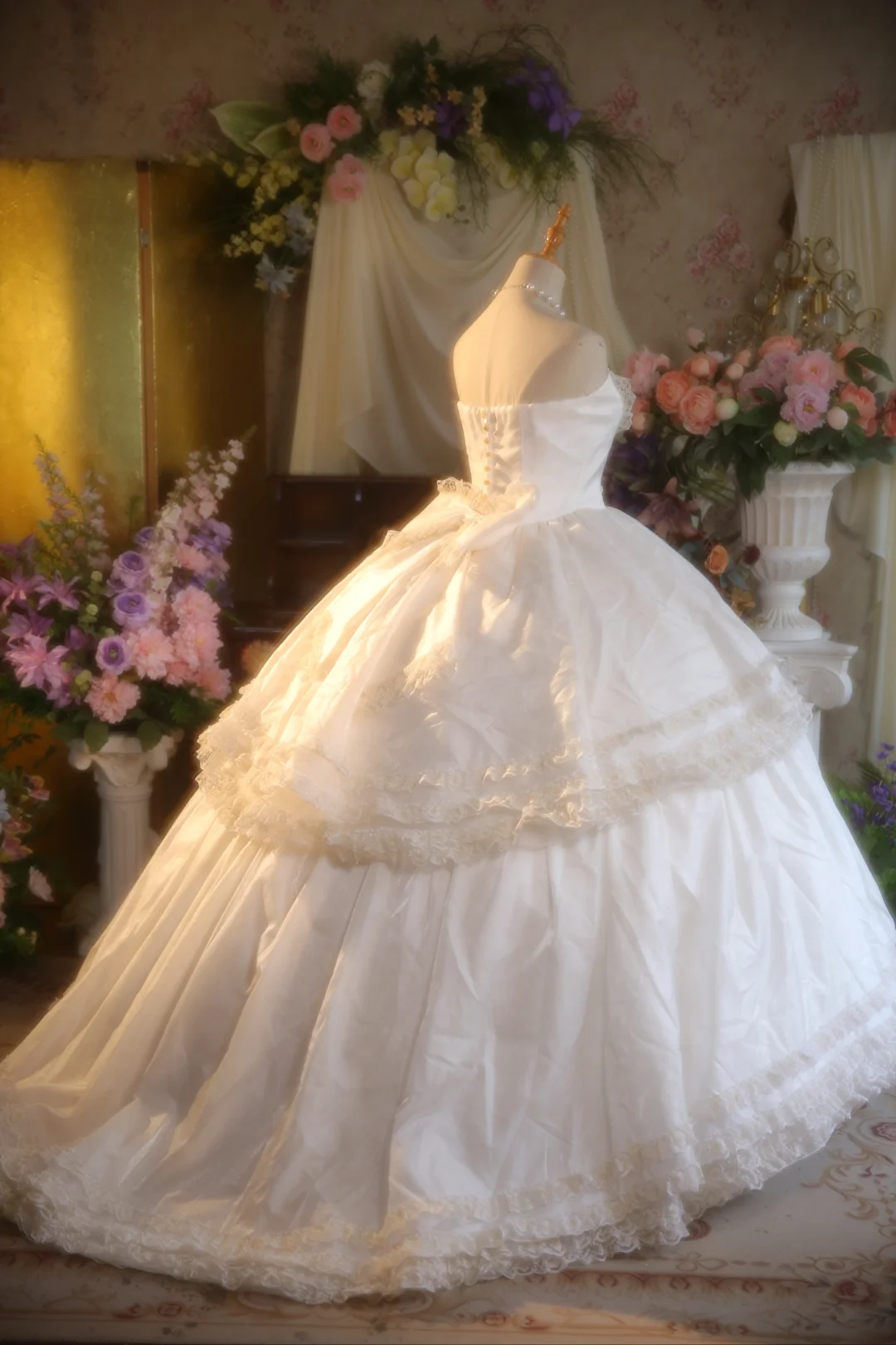 Vintage Ball Gown Strapless Satin Long Prom Dress, Party Dress, Evening Dress GG2867