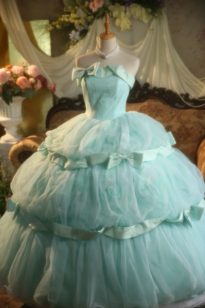 Stunning Ball Gown Strapless Tiffany Blue Satin Tulle Long Prom Dress, Party Dress, Evening Dress GG2868