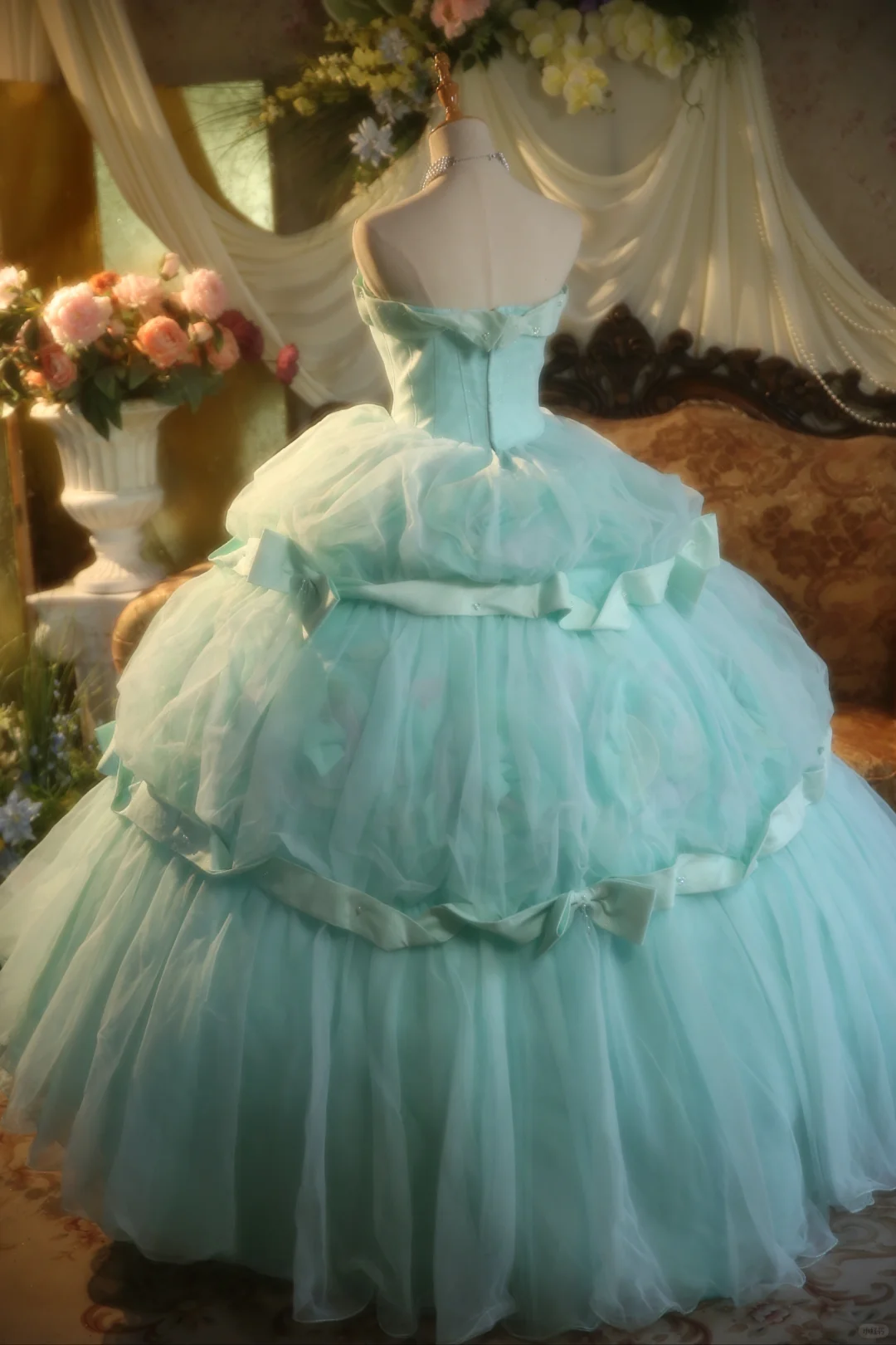 Stunning Ball Gown Strapless Tiffany Blue Satin Tulle Long Prom Dress, Party Dress, Evening Dress GG2868
