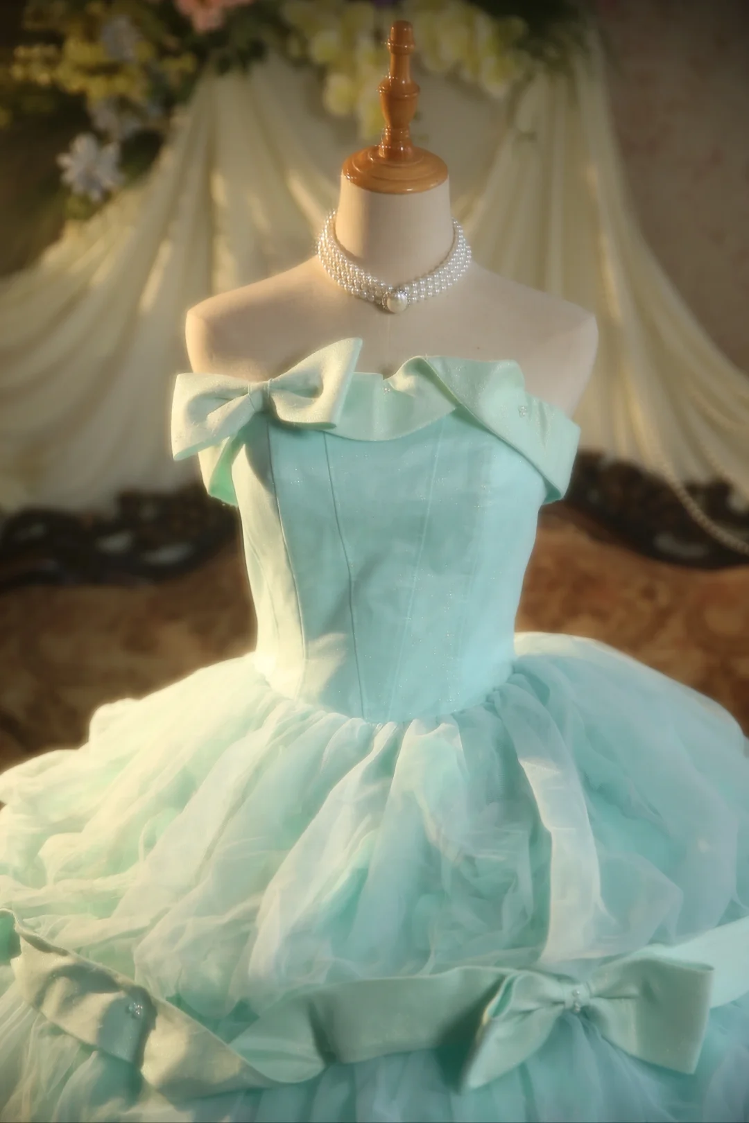 Stunning Ball Gown Strapless Tiffany Blue Satin Tulle Long Prom Dress, Party Dress, Evening Dress GG2868
