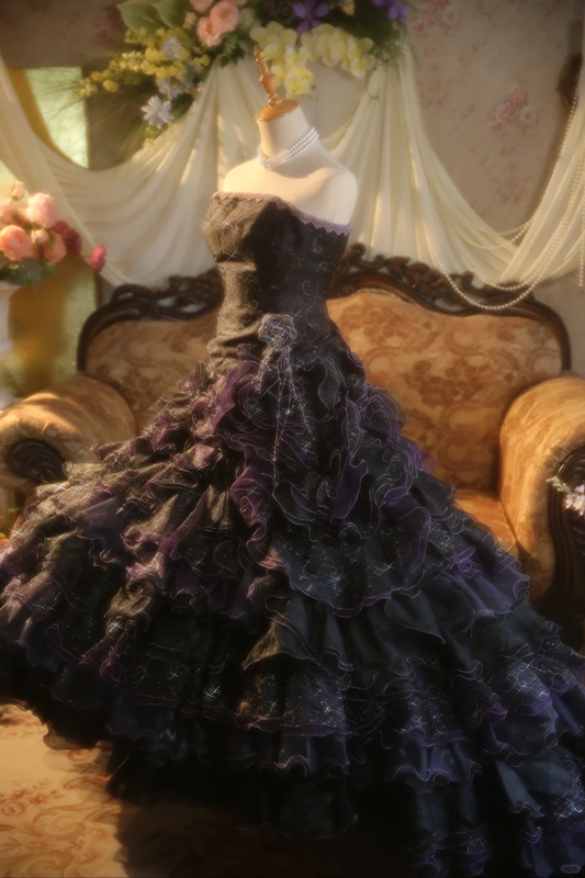 Vintage Ball Gown Strapless Satin Long Prom Dress, Party Dress, Evening Dress GG2869