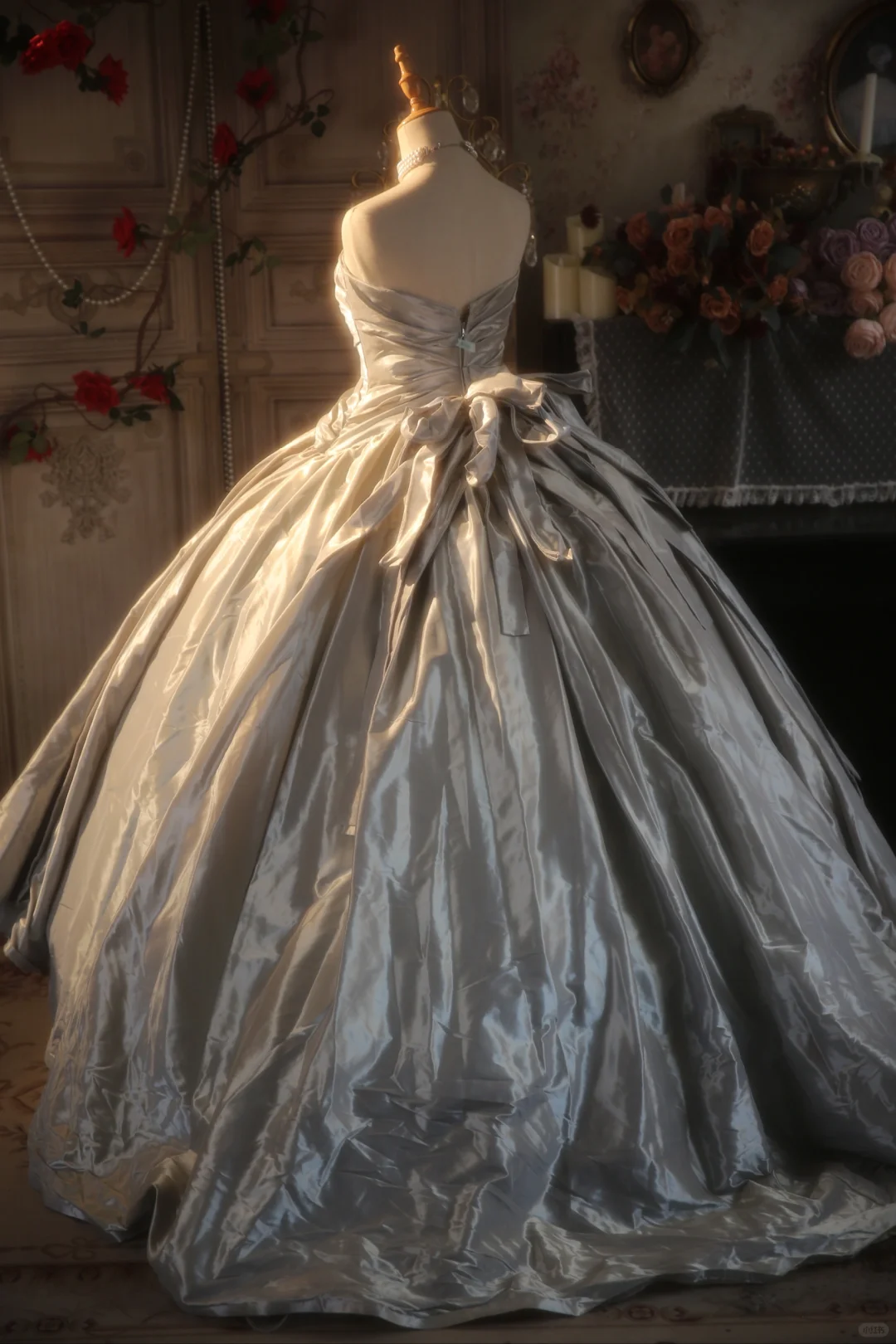 Vintage Ball Gown Strapless Satin Tulle Applique Long Prom Dress, Party Dress, Evening Dress GG2873