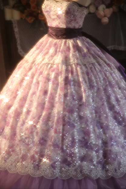 Gorgeous Ball Gown Strapless Tulle Lace Beaded Long Prom Dress, Party Dress, Evening Dress GG2875