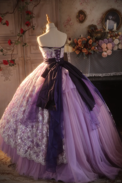 Gorgeous Ball Gown Strapless Tulle Lace Beaded Long Prom Dress, Party Dress, Evening Dress GG2875