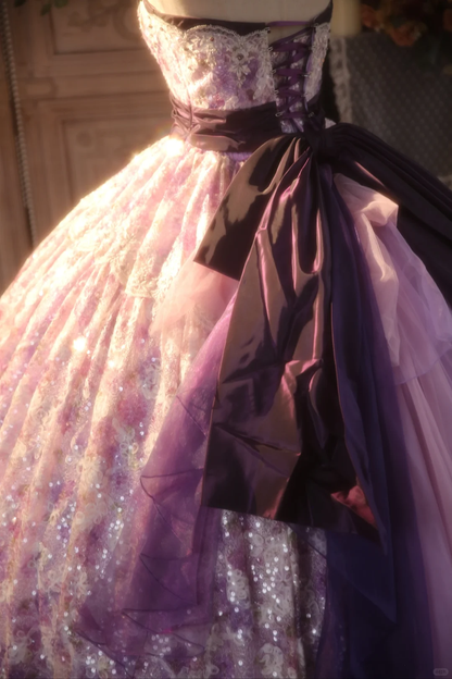 Gorgeous Ball Gown Strapless Tulle Lace Beaded Long Prom Dress, Party Dress, Evening Dress GG2875