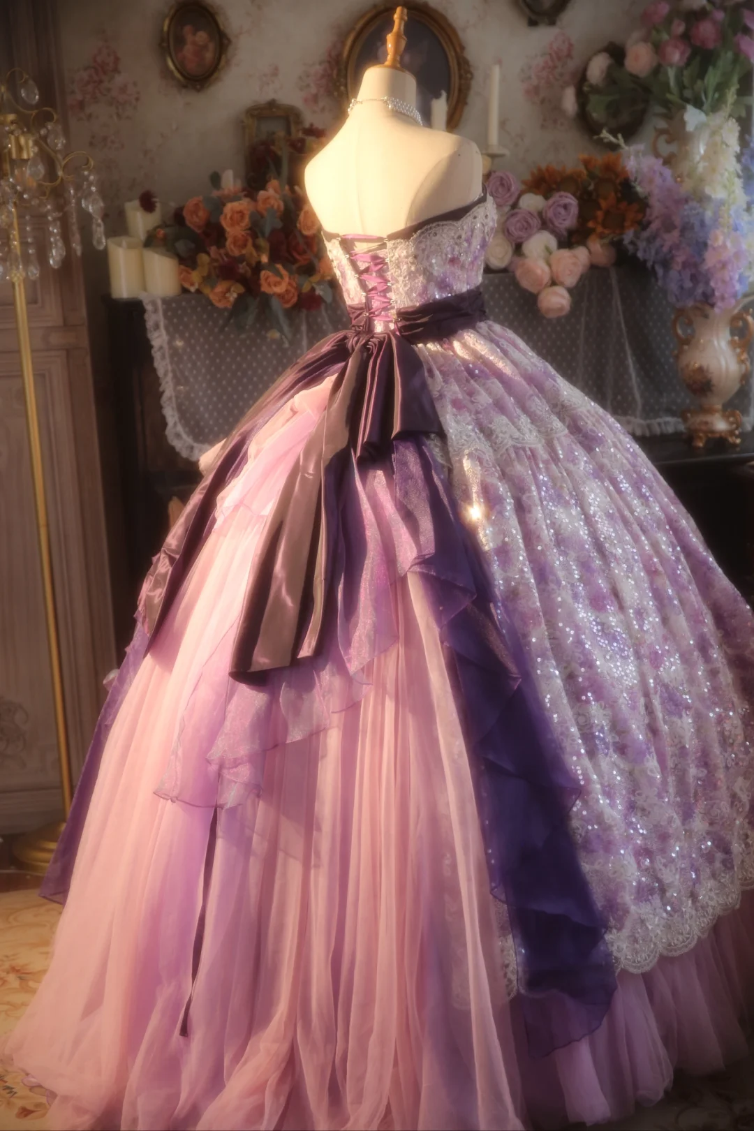 Gorgeous Ball Gown Strapless Tulle Lace Beaded Long Prom Dress, Party Dress, Evening Dress GG2875