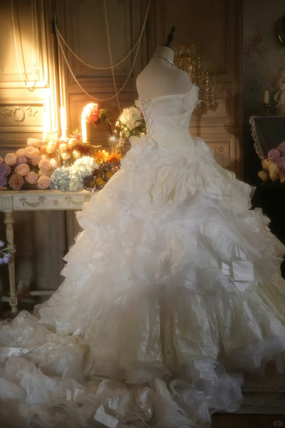 Cute Ball Gown Strapless Satin Chiffon Long Prom Dress, Party Dress, Evening Dress GG2880