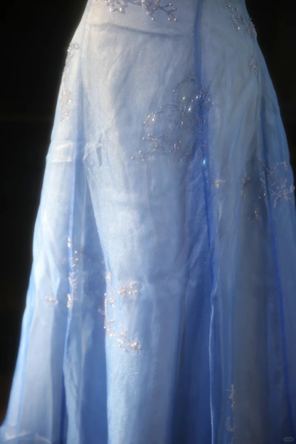 Classy A Line Spaghetti Straps Satin Tulle Beaded Long Prom Dress, Party Dress, Evening Dress GG2881