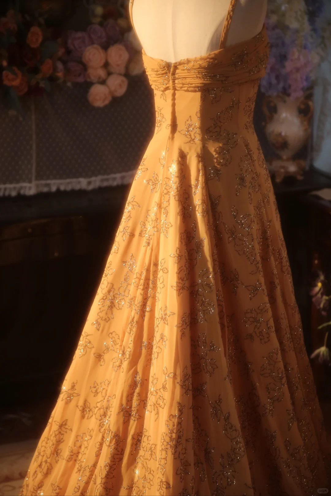 Chic A Line Spaghetti Straps Satin Beaded Long Prom Dress, Party Dress, Evening Dress GG2882