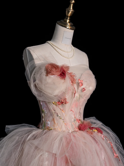 Stunning Ball Gown Strapless Tulle Appplique Long Prom Dress, Wedding Dress, Evening Dress GG2883