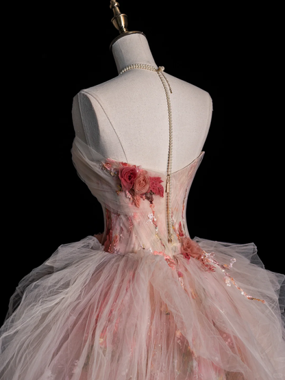 Stunning Ball Gown Strapless Tulle Appplique Long Prom Dress, Wedding Dress, Evening Dress GG2883