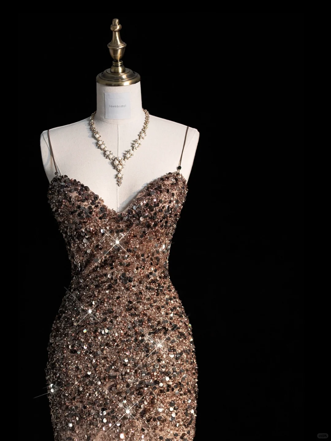 Glitter Mermaid Spaghetti Straps Satin Sequin Slit Long Prom Dress, Party Dress, Evening Dress GG2888