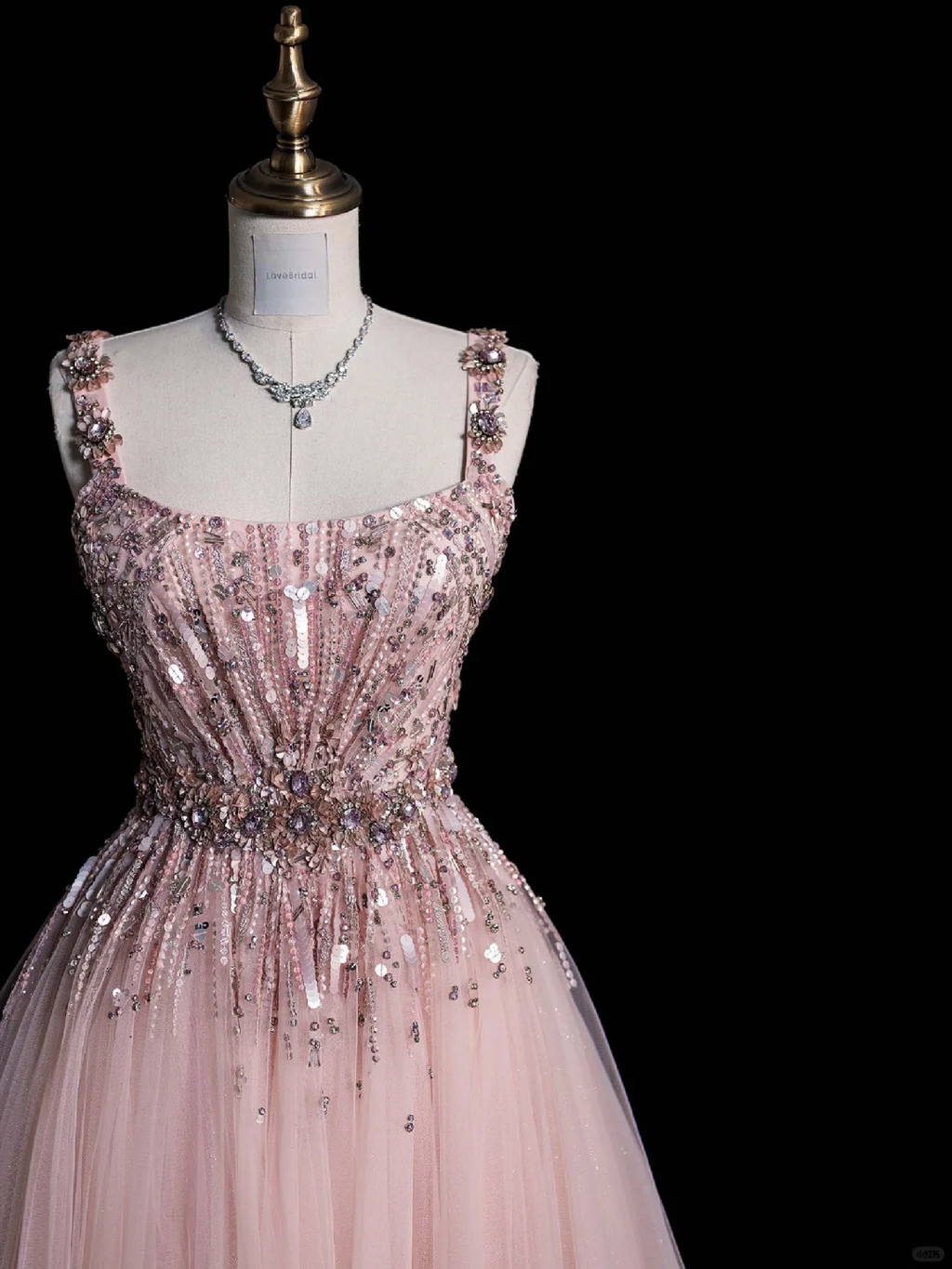 Beautiful A Line Square Tulle Sequin Beaded Long Prom Dress, Party Dress, Evening Dress GG2890