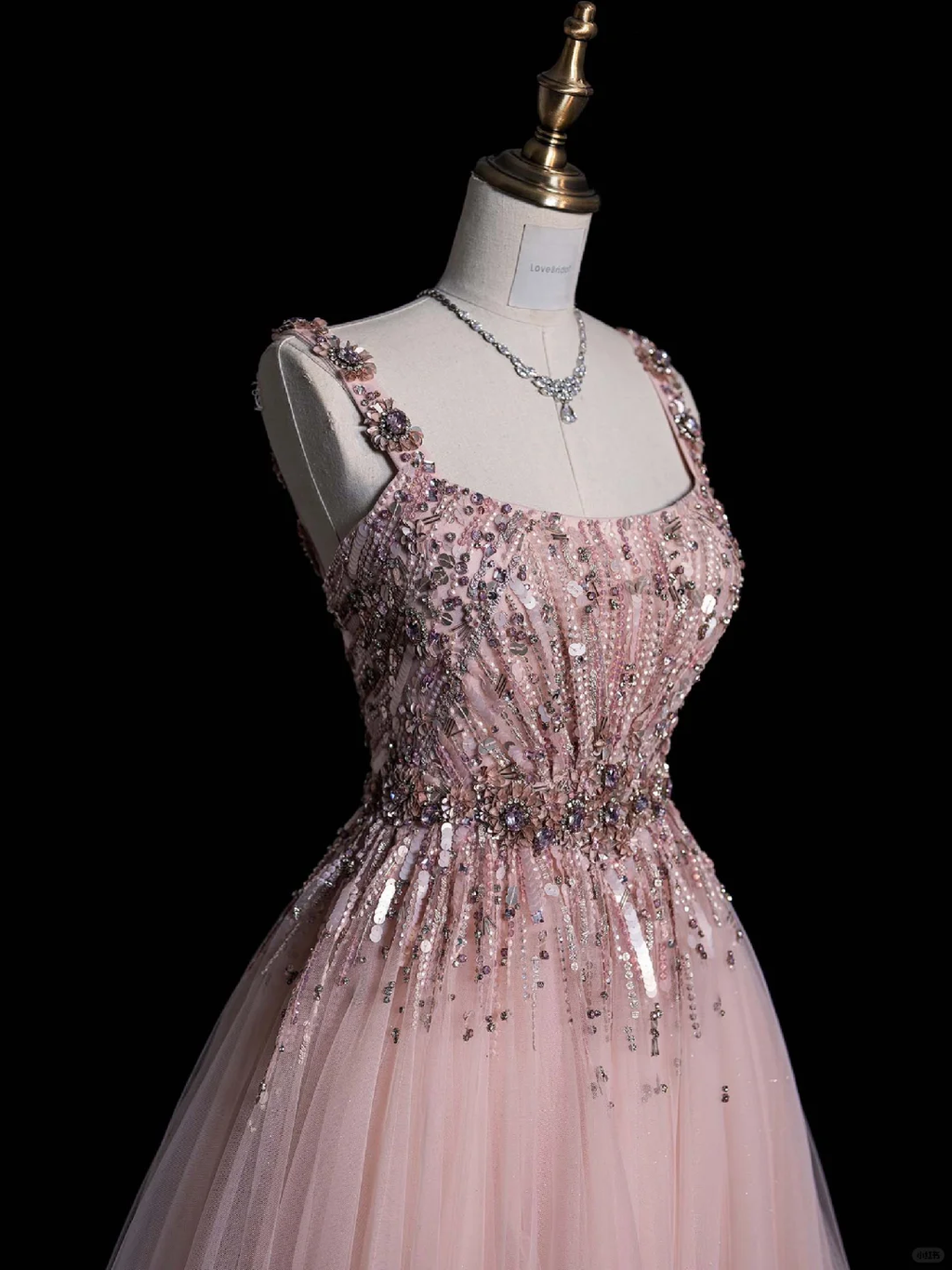 Beautiful A Line Square Tulle Sequin Beaded Long Prom Dress, Party Dress, Evening Dress GG2890