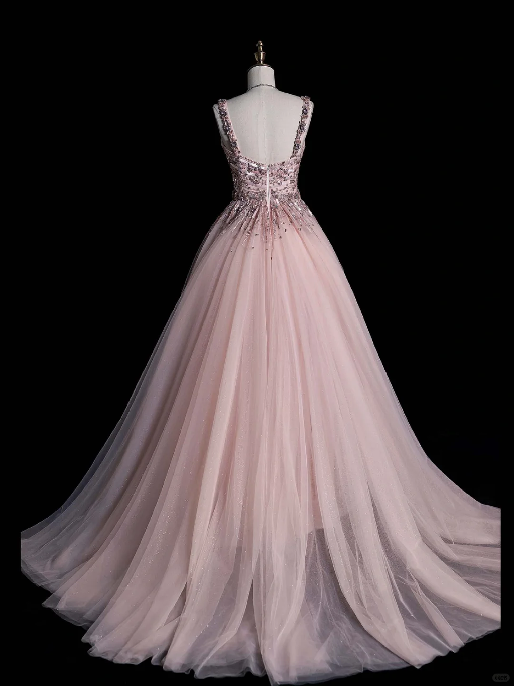 Beautiful A Line Square Tulle Sequin Beaded Long Prom Dress, Party Dress, Evening Dress GG2890